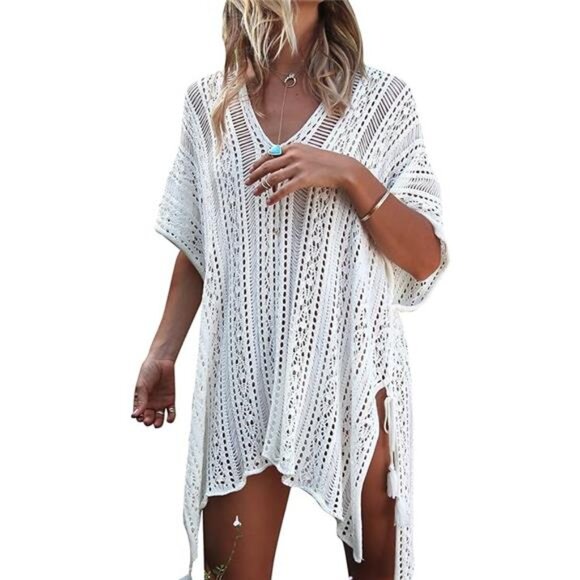 Bathing Suit Cover Up for Beach Pool Swimwear Crochet Dress For Women - Picture 5 of 7